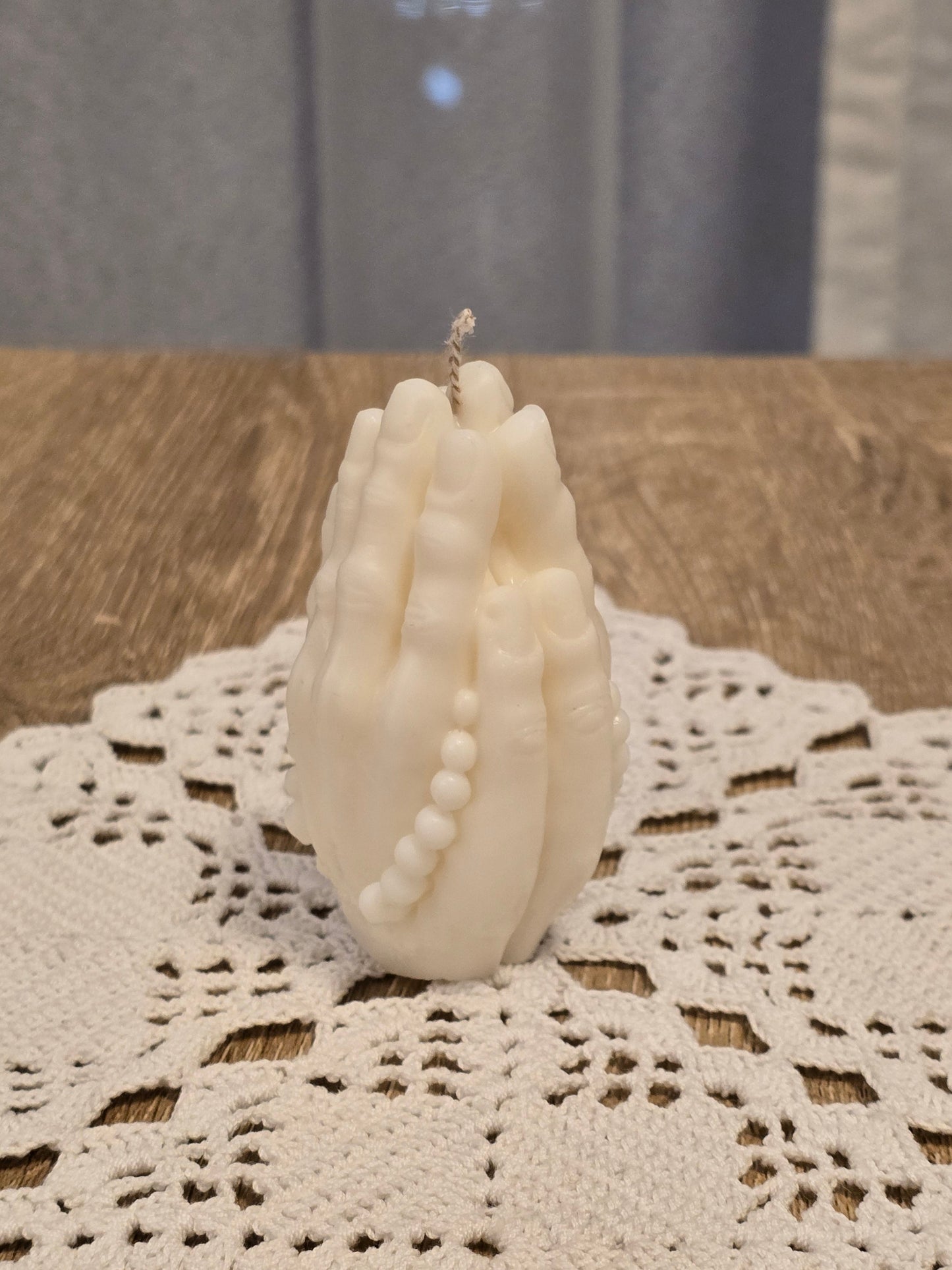 Praying Hands Candle with Rosary