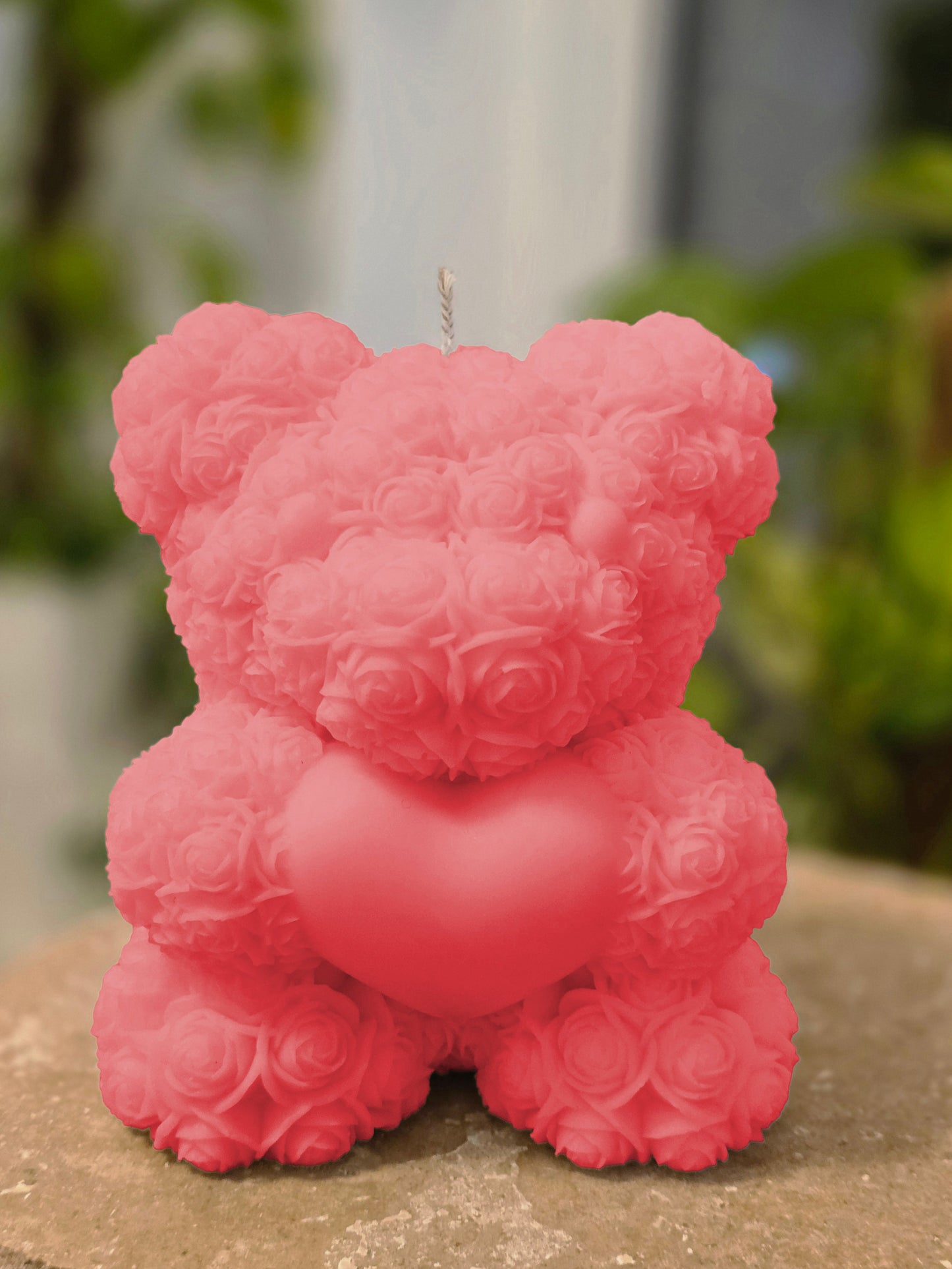 Large Bear Holding heart Candle